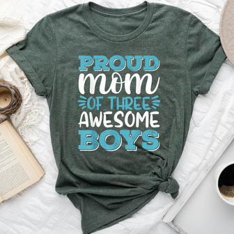 Boy Mom For Women Proud Mom Of 3 Awesome Boys Bella Canvas T-shirt - Thegiftio UK