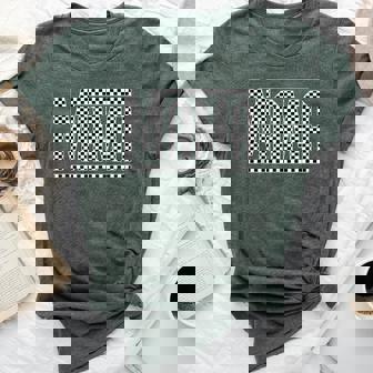 Checkered Mama Black White Checker Print Bella Canvas T-shirt - Thegiftio