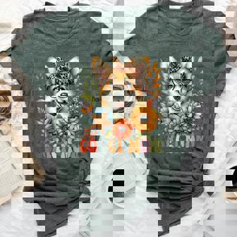 Corgi Mom Dog Lover Mother's Day Retro Floral Women Bella Canvas T-shirt | Mazezy