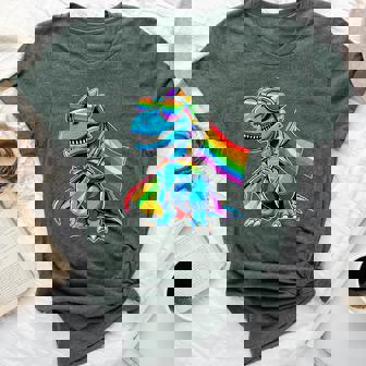 Dinosaur Gay Pride Lgbt Rainbow Flag Bella Canvas T-shirt | Mazezy