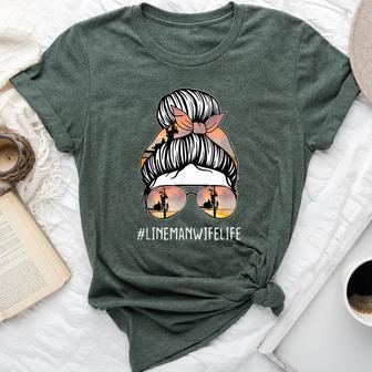 Electric Mom Lineman Wife Life Mother's Day Pole Climbers Bella Canvas T-shirt - Thegiftio UK