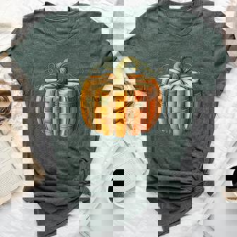 Fall Book Pumpkin Retro Reading Halloween Teacher Bella Canvas T-shirt | Mazezy