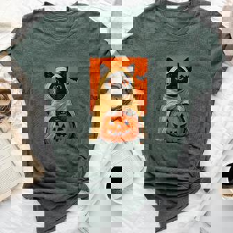 Vintage Black Cat Halloween Pumpkin Spooky Ghost Women Bella Canvas T-shirt | Mazezy