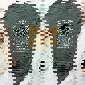 Goded Me Two Titles Mom Grandma Melanin Leopard Afro Bella Canvas T-shirt | Mazezy