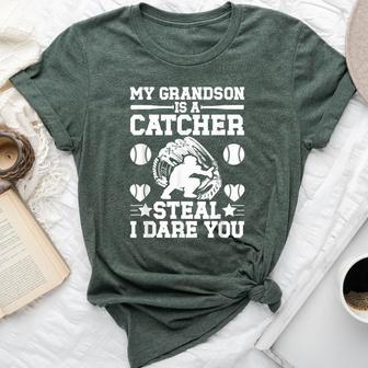 Grandson Is A Baseball Catcher Grandma Of A Baseball Catcher Bella Canvas T-shirt - Thegiftio UK