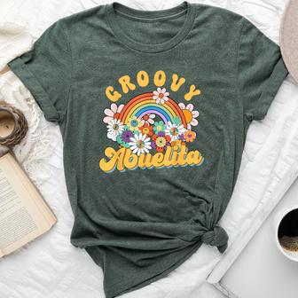 Groovy Abuelita Rainbow Colorful Flowers Mother's Day Bella Canvas T-shirt - Thegiftio UK