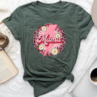 Groovy Mama Checkered Lightning Bolt Leopard Mom Bella Canvas T-shirt - Thegiftio UK