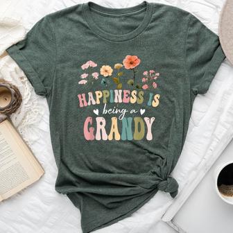 Happiness Is Being A Grandy Floral Grandy Mother's Day Bella Canvas T-shirt - Thegiftio UK