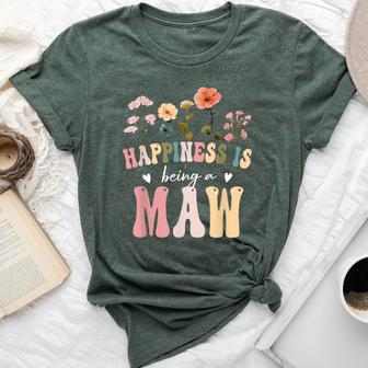 Happiness Is Being A Maw Floral Maw Mother's Day Bella Canvas T-shirt - Thegiftio UK