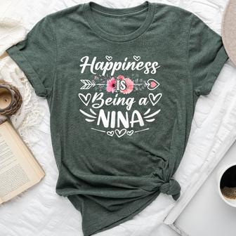 Happiness Is Being A Nina Grandma Mother's Day Bella Canvas T-shirt - Thegiftio UK
