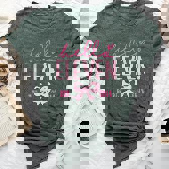 Hello Eleven Est 2014 Pink Coquette Happy 11Th Birthday Girl Bella Canvas T-shirt | Mazezy