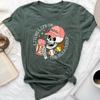 Living Life On The Bleachers Softball Baseball Mom Skull Bella Canvas T-shirt - Thegiftio UK