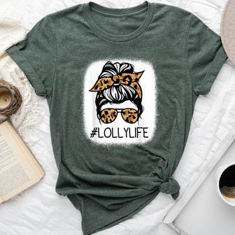 Lolly Leopard Messy Bun Mother's Day For Grandmothers Bella Canvas T-shirt - Thegiftio UK