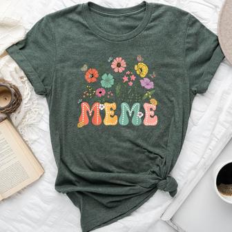 Meme For Grandma Wildflower Floral Women Bella Canvas T-shirt - Thegiftio UK