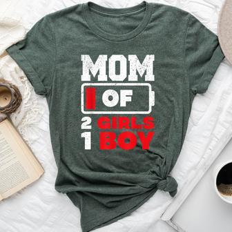Mom Of 2 Girls And 1 Boy Battery Low Mother's Day Bella Canvas T-shirt - Thegiftio UK