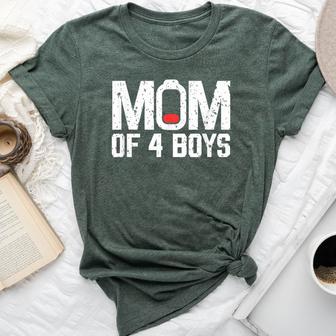 Mom Of 4 Boys Battery Low Mama Of 4 Boys Mother's Day 2024 Bella Canvas T-shirt - Thegiftio UK