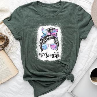 Mom Life Messy Hair Bun Tie Dye Mother's Day Bella Canvas T-shirt - Thegiftio UK