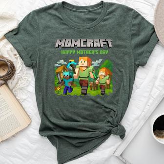 Momcraft Happy Mother's Day Gaming Pixel Style Bella Canvas T-shirt - Thegiftio UK