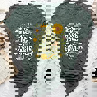 No King In American Retro Floral 70S Democracy Women Bella Canvas T-shirt | Mazezy