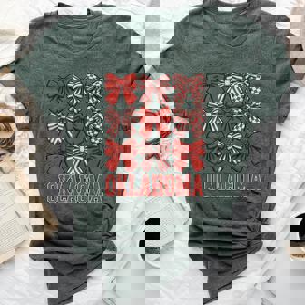 Oklahoma Ok Toddler Girls Coquette Bow State Pride Bella Canvas T-shirt | Mazezy