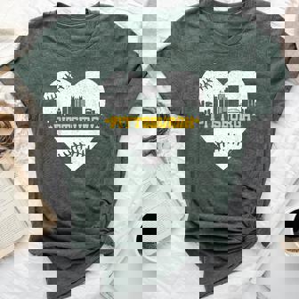 Pittsburgh Lovers Skyline Retro Baseball Heartbeat Women Bella Canvas T-shirt | Mazezy