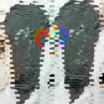 Rainbow Love Is Love Lgbt Gay Lesbian Pride Butterfly Heart Bella Canvas T-shirt | Mazezy