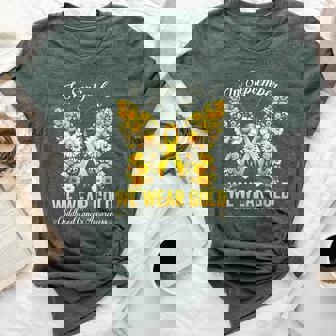 Retro I Wear Gold For Childhood Cancer Awareness Butterfly Bella Canvas T-shirt | Mazezy