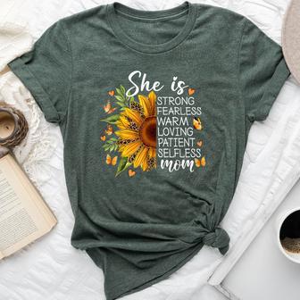 She Is Mom Sunflower Leopard Christian Mom Mother's Day Bella Canvas T-shirt - Thegiftio UK