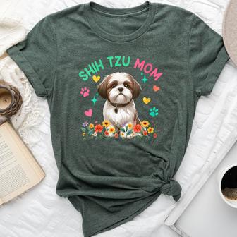 Shih Tzu Mom Mother's Day Floral Cute Dog Owner Family Group Bella Canvas T-shirt - Thegiftio UK