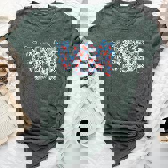 Usa Wildflower Coquette Bow American Patriotic 4Th Of July Bella Canvas T-shirt | Mazezy