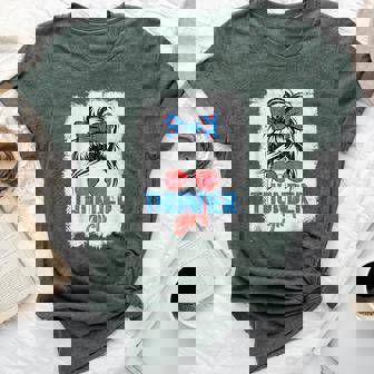 Vintage Thunder Girl Messy Bun Retro Sports Fan Team Spirit Bella Canvas T-shirt | Mazezy