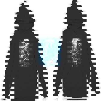 4Th Of July American Flag Wolf Howling Moon Wolves July 4Th Hoodie - Monsterry