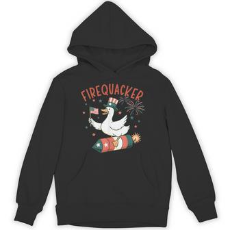 4Th Of July Fire Quacker Fireworks Goose Hoodie - Thegiftio UK