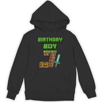 7 Year Old Bday Decorations 7Th Birthday Boy Game Pixel Hoodie - Thegiftio UK