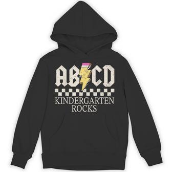 Abcd Kindergarten Rocks First Day Of School Kindergarten Hoodie - Thegiftio UK