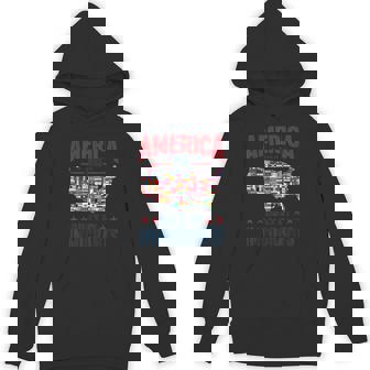 America Was Built By Immigrants Usa Flag Map Patriotic Pride Hoodie - Thegiftio