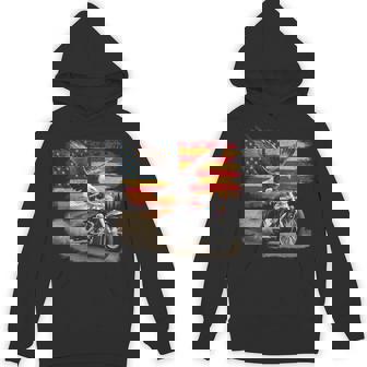 American Flag Motorcycle Usa Flag Biker Retro Hoodie - Thegiftio UK