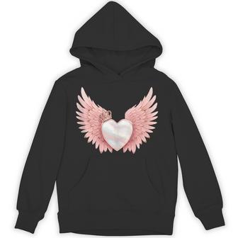 Angel Heart With Crown And Pink Wings Hoodie - Thegiftio UK