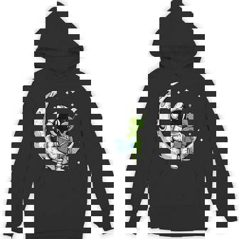 Astronaut Reading Book To Alien Moon Space Astronomy Hoodie - Monsterry