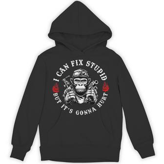 On Back I Can Fix Stupid But It's Gonna Hurt Vintage Hoodie - Thegiftio UK