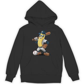 Banana Softball Sport Fruit Cute Banana Baseball Player Hoodie - Thegiftio UK