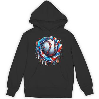 Baseball Drip Ice Cream Sprinkles Baseball Glove 4Th Of July Hoodie - Monsterry
