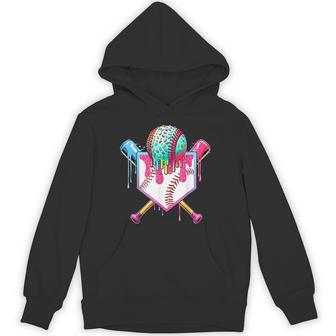 Baseball Home Plate Dripping Ice Cream Drip Youth Boys Hoodie - Thegiftio UK