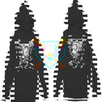 Baseball Home Plate Dripping Ice Cream Drip Youth Boys Hoodie - Monsterry