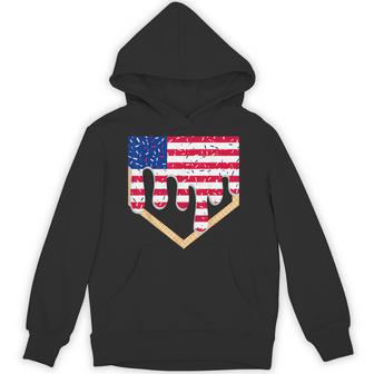 Baseball Ice Cream Drip Patriotic American Flag 4Th Of July Hoodie - Thegiftio UK