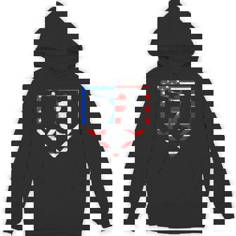 Baseball Player American Flag Home Plate 4Th Of July Boys Hoodie - Monsterry