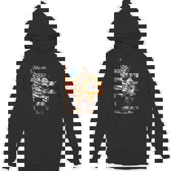 Bigfoot Fireworks 4Th Of July Sasquatch American Us Flag Hoodie - Thegiftio UK