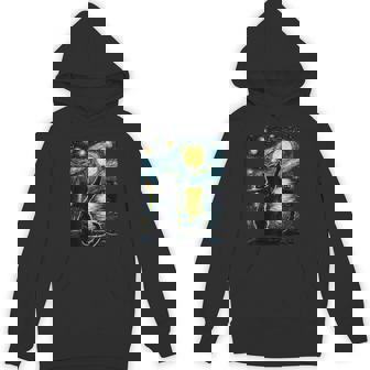 Black Cats Lover Starry Night Vincent Van Gogh Hoodie | Mazezy