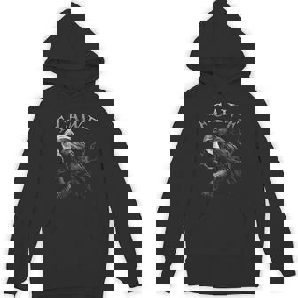 Black Crow F-Caw-F Black Bird Moon Gothic Adult Humor Hoodie - Monsterry
