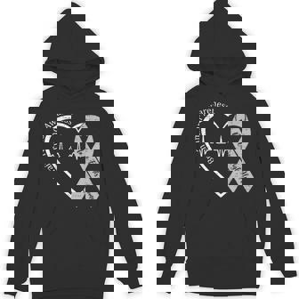 Brain Tumor Awareness Heart Brain Cancer Gray Ribbon Support Hoodie - Thegiftio